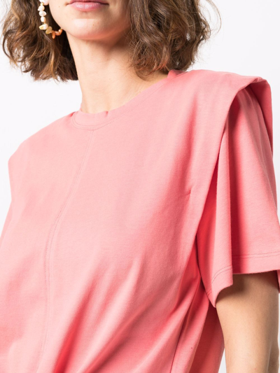 Shop Isabel Marant Cropped Waist-tie T-shirt In Rosa