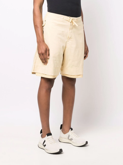 Shop Stone Island Shadow Project Speckled-cotton Bermuda Shorts In Nude