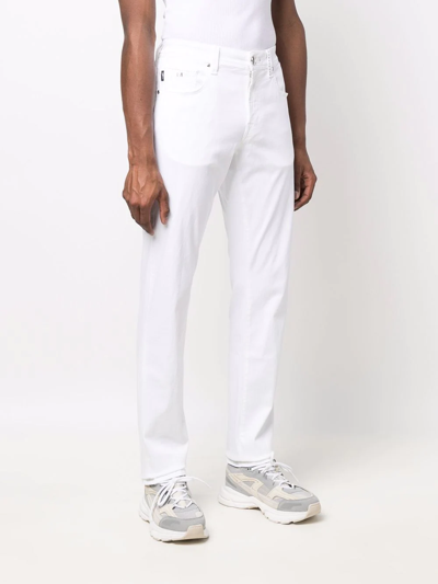 Shop Sartoria Tramarossa Five-pocket Cotton-blend Straight Trousers In Weiss