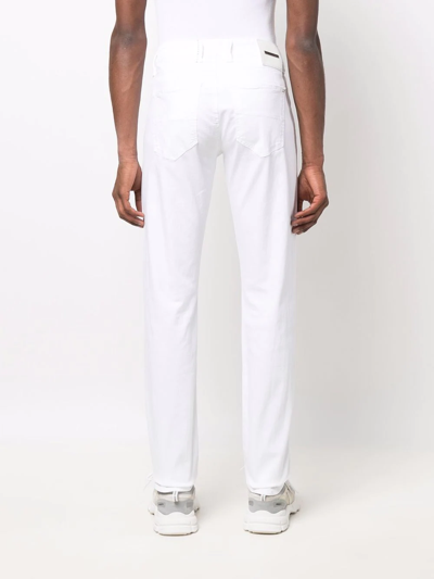 Shop Sartoria Tramarossa Five-pocket Cotton-blend Straight Trousers In Weiss
