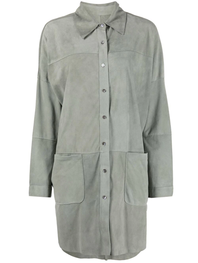 Shop Giorgio Brato Long-sleeve Suede Shirt In Grau