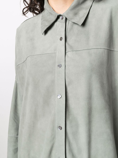Shop Giorgio Brato Long-sleeve Suede Shirt In Grau