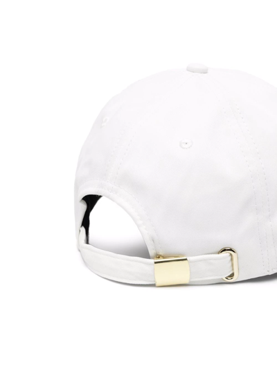 Shop Versace Jeans Couture Logo Print Cap In Weiss