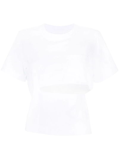 Shop Sacai Cut-out Cotton T-shirt In Weiss