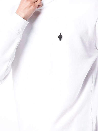 Shop Marcelo Burlon County Of Milan Logo-embroidered Cotton Sweatshirt In Weiss