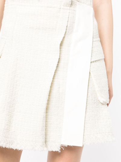 Shop Sacai Tweed Wrapped Mini Skirt In Weiss