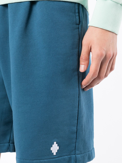 Shop Marcelo Burlon County Of Milan Drawstring Cotton Bermuda Shorts In Blau