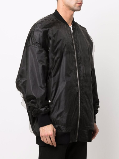 Black Nylon & Polyester Bomber Jacket