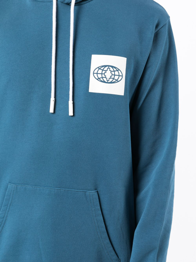 Shop Marcelo Burlon County Of Milan Logo-print Drawstring Hoodie In Blau