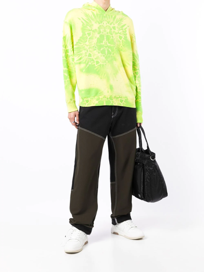 Shop Marcelo Burlon County Of Milan Tie-dye Cotton Hoodie In Gelb