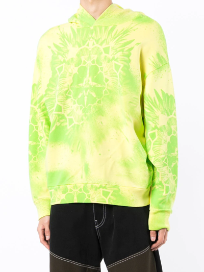 Shop Marcelo Burlon County Of Milan Tie-dye Cotton Hoodie In Gelb