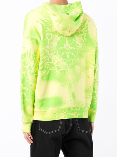 Shop Marcelo Burlon County Of Milan Tie-dye Cotton Hoodie In Gelb