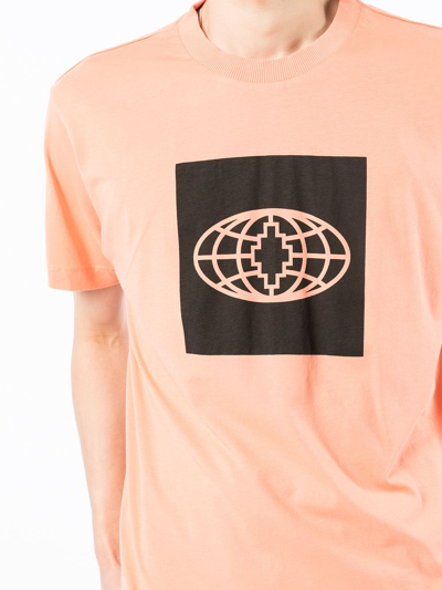 Shop Marcelo Burlon County Of Milan Logo-print T-shirt In Orange