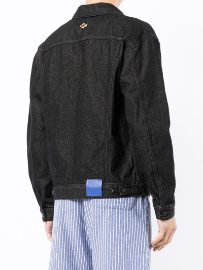 Marcelo Burlon County Of Milan Paint-splatter Denim Jacket In Schwarz