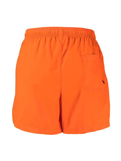 Shop Marcelo Burlon County Of Milan Drawstring-waist Swim Shorts In Orange