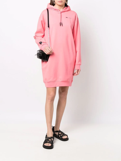 Shop Mcq By Alexander Mcqueen Logo Drawstring Hooded Dress In Rosa