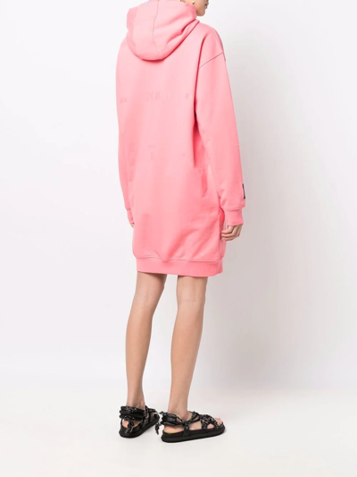 Shop Mcq By Alexander Mcqueen Logo Drawstring Hooded Dress In Rosa