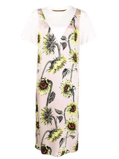 Shop Paul Smith Floral-print T-shirt Dress In Rosa