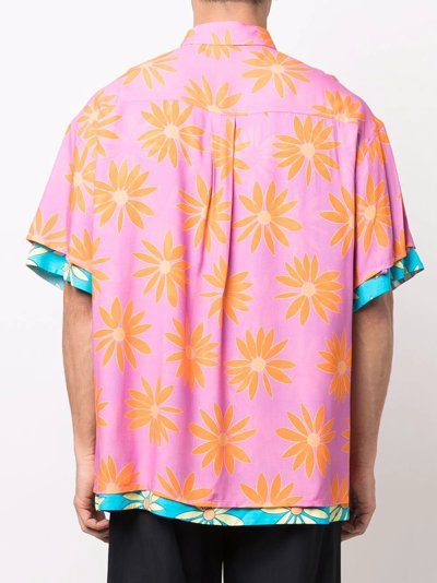 Shop Jacquemus Floral-print Layered Shirt In Rosa