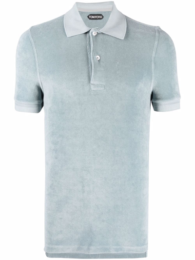 Shop Tom Ford Terry-cloth Cotton Polo Shirt In Grün