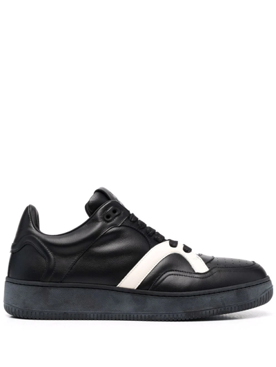 Shop Human Recreational Services Two-tone Leather Sneakers In Schwarz