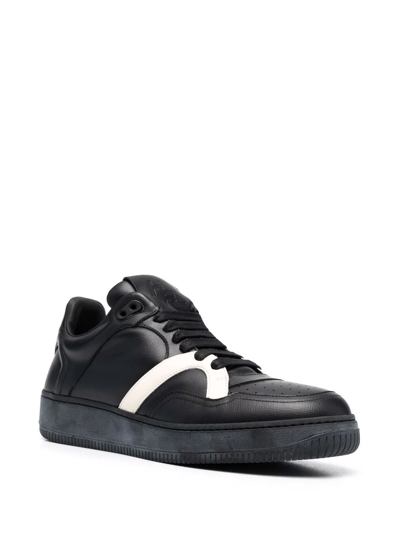 Human Recreational Services Two-tone Leather Sneakers In Schwarz