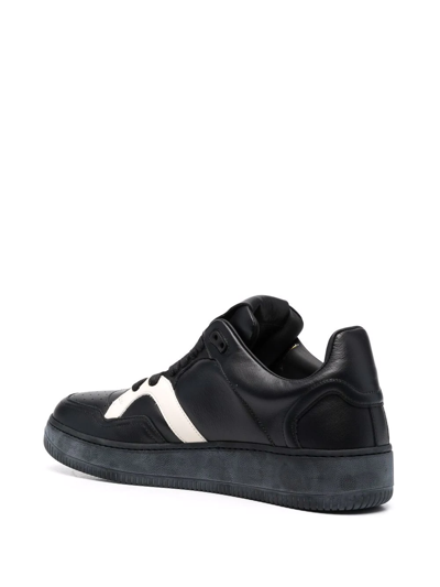 Shop Human Recreational Services Two-tone Leather Sneakers In Schwarz