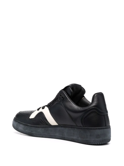 Human Recreational Services Two-tone Leather Sneakers In Schwarz