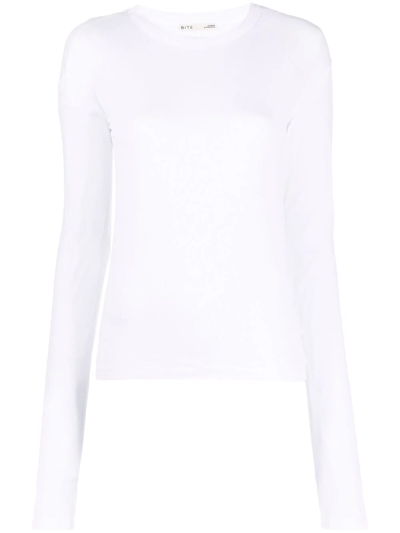 Shop Bite Studios Long-sleeve Semi-sheer Top In Weiss