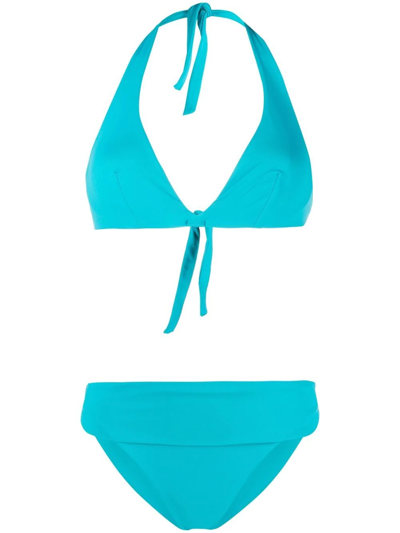Shop Fisico Traingle Halterneck Bikini In Blau