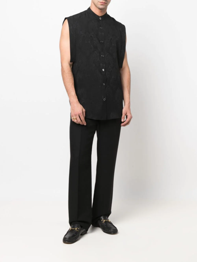 Shop Saint Laurent Baroque-print Sleeveless Shirt In Schwarz