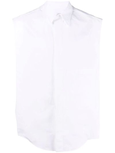 Shop Valentino Sleeveless Cotton Shirt In Weiss