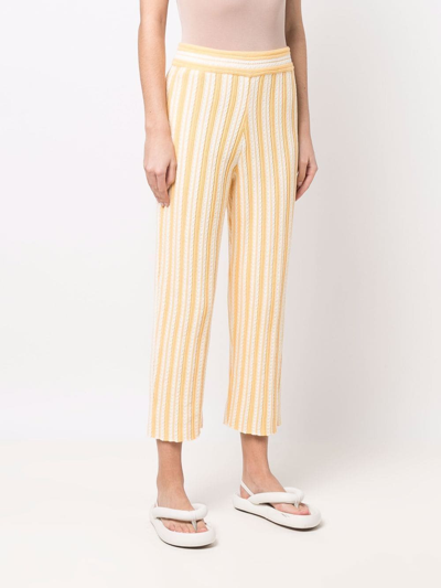 Shop Jil Sander Striped Cropped Trousers In Gelb