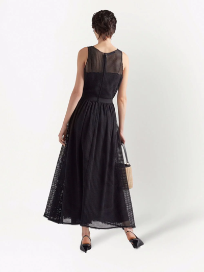 Shop Prada Netted Sleeveless Dress In Schwarz