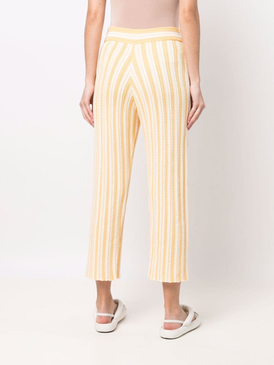 Shop Jil Sander Striped Cropped Trousers In Gelb