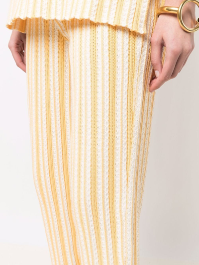 Jil Sander Striped Cropped Trousers In Gelb