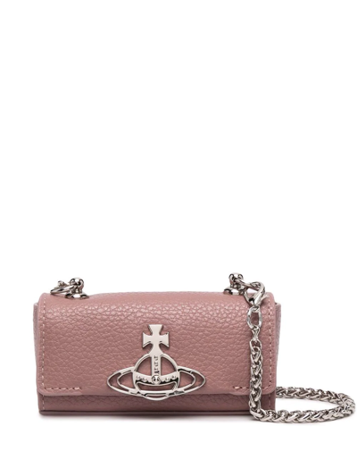 Shop Vivienne Westwood Orb-plaque Leather Shoulder Bag In Rosa