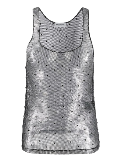 Shop Saint Laurent Top  In Silver