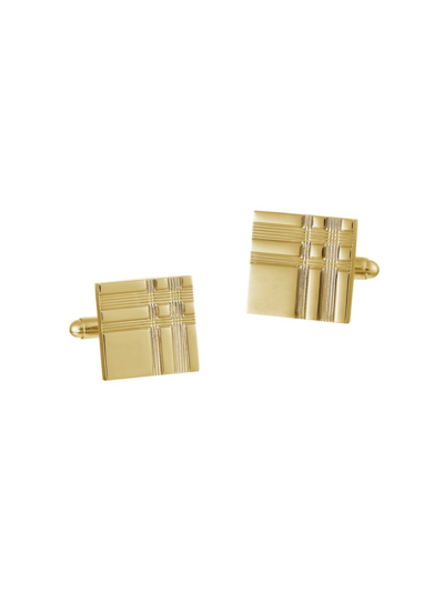 Shop Saks Fifth Avenue Men's Etched Plaid Goldplated Square Cufflinks In Brass
