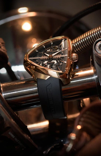 Hamilton Ventura Elvis80 Auto Skeleton Dial Pvd Rose Gold Steel Black Rubber Strap Men's Watch H24525331
