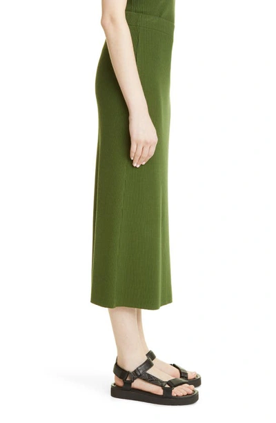 Shop Vince Ribbed Midi Skirt In Green