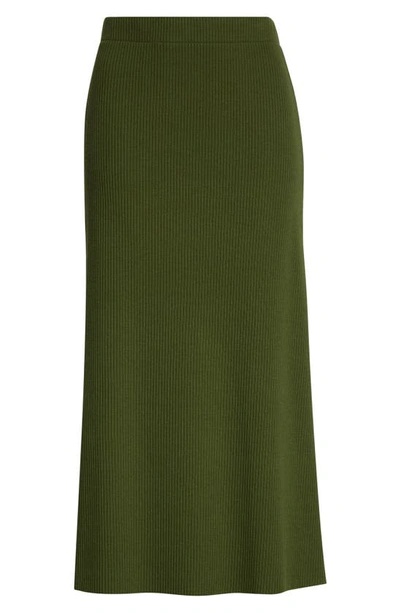 Shop Vince Ribbed Midi Skirt In Green