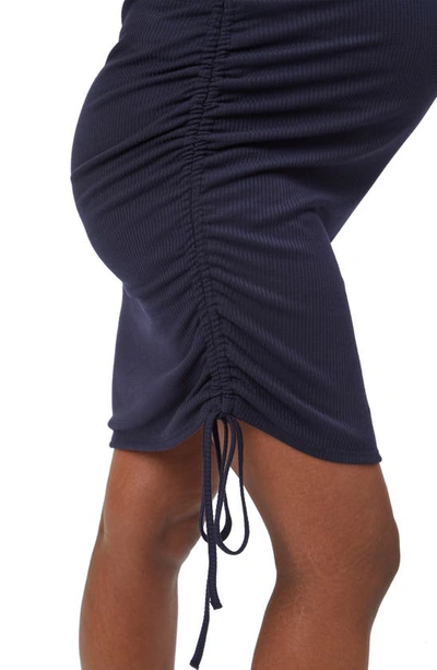 Shop Stowaway Collection Over Under Cinch Hem Maternity Skirt In Navy