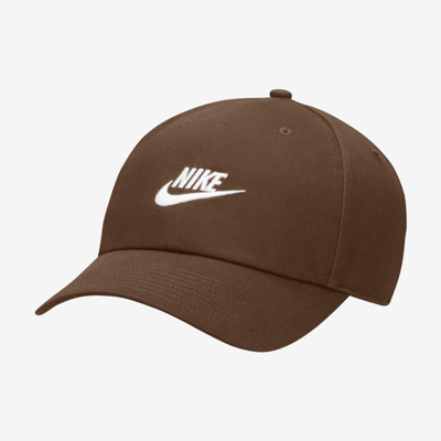Shop Nike Unisex  Sportswear Heritage86 Futura Washed Hat In Cocao Wow,cocao Wow,white