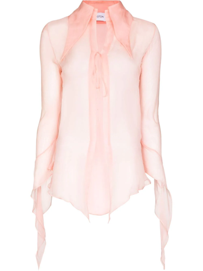 Shop 16arlington Sanaga Draped Sheer Top In Rosa