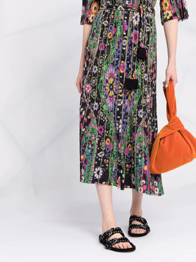 Shop Etro Ribbed Floral-knit Dress In Schwarz