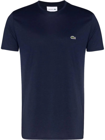 Lacoste Logo-embroidered Crew-neck T-shirt In Blue