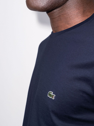 Lacoste Logo-embroidered Crew-neck T-shirt In Blue