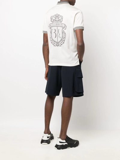 Shop Billionaire Logo-jacquard Polo Shirt In White