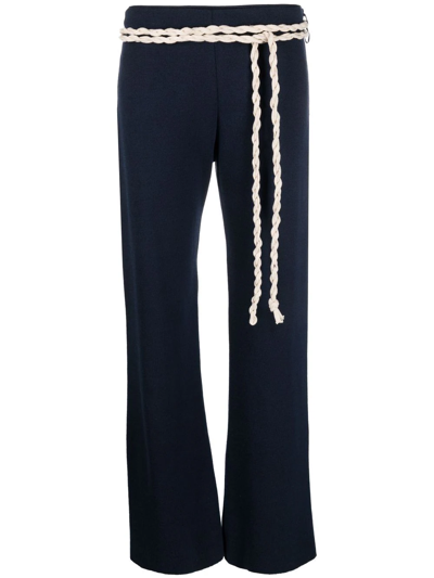 Shop Rosie Assoulin Rope-detail Straight Trousers In Blau